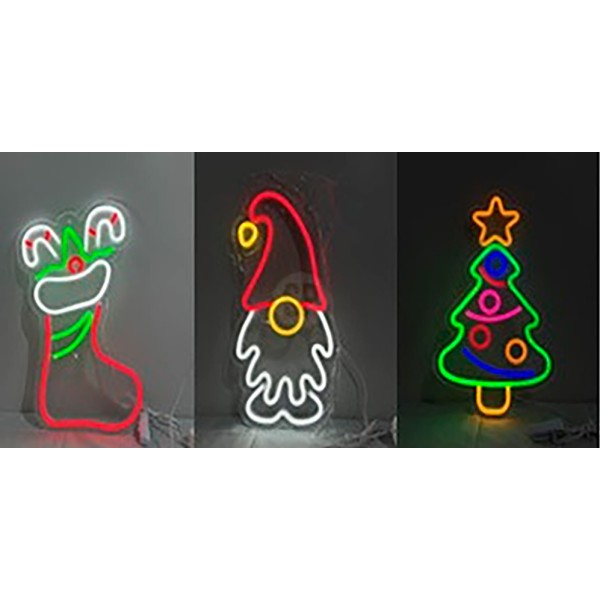 Figura navideña de neón, 3 modelos variados