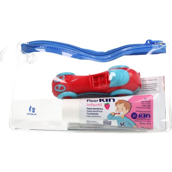 Kin Fluorkin Kit Viaje Infantil Cepillo Coche + Pasta Fresa 25ml